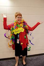 A Principal Models The Word Festive For The Vocabulary Parade More Ideas At Debrafrasier Vocabulary Parade Vocabulary Parade Costumes Vocabulary Parade Ideas