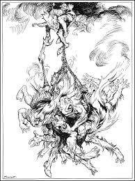 Ilustracion De Arthur Rackham Para El Cuento De Poe Hop Frog Edgar Allan Poe Arthur Rackham Coloring Pages