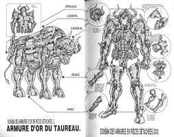 聖衣分解装着図 黄金聖衣 牡牛座 saint seiya manga humanoid sketch