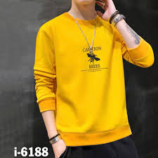 Bán sỉ I6188 Áo Thun Nam Tay Dài Bo Màu Vàng In Chữ CAUTION BEEES - Xưởng  Ngân Nguyễn