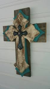 Unique Shabby Chic Wall Cross Multi Layered Turquoise Rustic Cedar Pallet Wood Decor Distressed Reclaimed Repurposed Cross Crafts Wood Wall Cross Crosses Decor