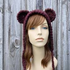 Crochet Bonnet With Bear Ears for Adults. Pink or Different Colors. Modern  Women's Bonnet With Ties. Fancy Bear Hat. Photo Prop.