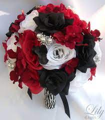 See more ideas about black wedding, wedding, black red wedding. Wedding Bouquet Bridal Bouquet Bridesmaid Bouquet Silk Etsy White Wedding Decorations Bridal Bouquet Sets Black Bouquet