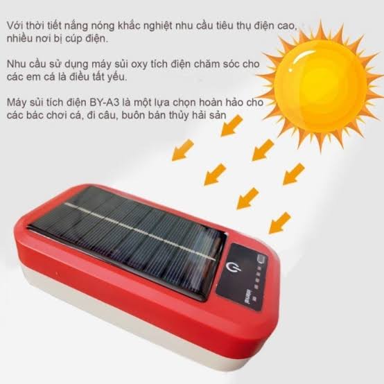 Máy Sủi Oxy Tích Điện 2 vòi Baoyu BY-A3 A5 A6 Dùng Sạc Năng Lượng Mặt Trời - Sủi Oxy Cho Bể Cá (Hàng Cty) | Cá Cưng