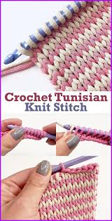 We will be inserting our hook between the front and back vertical bar, but this time we will push our hook out the back of our project. Amazing Crochet Tunisian Knit Stitch In 2021 Tunisian Crochet Tunisian Crochet Blanket Tunisian Crochet Patterns
