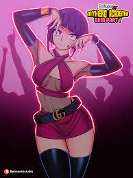 dress edm kyoka jiro my hero academia party short hair thighhighs  