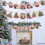 Merry Christmas Banner, Santa Claus & Reindeer Paper Bunting, Rectangular,  Multicolor, 3 Pack