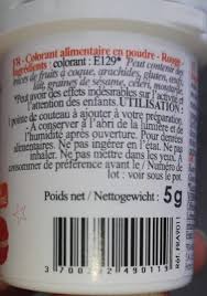 Utilisation sur gâteau, chocolat et macaron. Colorant Alimentaire En Poudre Rouge