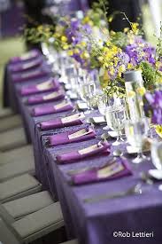 Your wedding table must be both romantic and unique! Sparkle Purple And Yellow And Then Use Purple Flowers With Lemons In The Vases So So S Purple Wedding Theme Purple Wedding Decorations Purple Table Settings