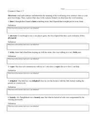 First use the hints provided to replace all the ts. Context Clues Worksheets Ereading Worksheets