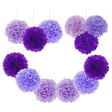 Colors include light purple, light pink, pink, rose and white decorative tissues paper pom pom perfect craft decoration fan idea for men and women. Paper Pom Poms Tissue Paper Flowers Purple Mysterious Flower Balls Wedding Birthday Party Baby Shower Pack Of 12pcs Buy Online In Bahamas At Bahamas Desertcart Com Productid 49529666
