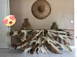 Console En Racine De Teck Avec Statuette Bouddha Containers Du Monde Decor Ceiling Lights Home Decor