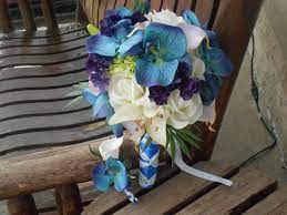 Keep your wedding day simple and elegant with hassle free silk bridal bouquets. Tropical Destination Beach Bouquet Real Touch Bridal Bouquet Purple And Royal Blue Bouquet Silk Weddi Silk Flowers Wedding Beach Bouquet Royal Blue Bouquet