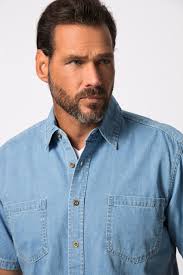 Koszula dżinsowa, denim, rękaw 1/2, nowoczesny krój, kołnierzyk kent, do  rozm. 8XL, jasny niebieski