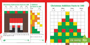 100 ÷ 5 = 20, so 20 is our multiplier. Ks1 Addition And Subtraction Facts Up To 100 Christmas Maths Mosaic