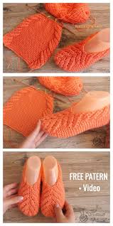 One Piece Knit Lace Slippers Free Knitting Pattern Video Knitting Pattern Knitted Slippers Pattern Lace Knitting Patterns Knit Slippers Free Pattern
