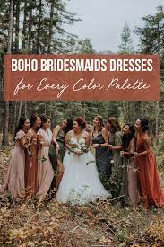 Boho Bridesmaids Dresses For Every Color Palette Junebug Weddings Bridesmaid Dresses Boho Boho Bridesmaid Rustic Bridesmaid Dresses