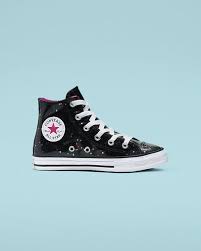 Black And Pink Converse High Tops Chuck Taylor All Star Galaxy Glimmer High Top Black Mod Pink White Glitter Shoes Converse Womens High Top Shoes