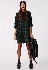 Missguided Holly Oversized Longline Shirt Dress Green Check Checked Shirt Dress Plaid Shirt Outfits Oversized Checked Shirt