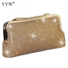 Black And Gold Purse Women Evening Clutch Bag Diamond Clutch Silver Day Clutch Wedding Purse Party Banquet Black Gold In 2020 Evening Clutch Bag Clutch Purse Evening Ladies Clutch
