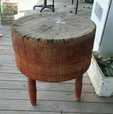 Antique Primitive Maple Round Wood Butcher Chopping Block 3 Legs Rustic Kitchen Americana Unknow Rustic Kitchen Tables Primitive Tables Rustic Kitchen