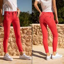 Jean raccourci fuselé taille haute balloon. Jean 7 8 Eme Taille Haute Freeman T Porter Alexa Rouge