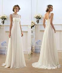Lace Chiffon Empire Wedding Dresses 2016 Sheer Neck Capped Sleeve A Line Long Chiffon Wedding Dresses Sheer Wedding Dress Empire Wedding Dress Wedding Dresses