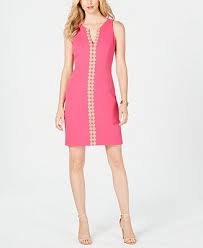 Pappagallo Gold Trim Shift Dress Dresses Women Macy S Dresses With Leggings Dresses Womens Dresses