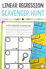 Linear Regression Scavenger Hunt Activity Linear Regression Regression Algebra Worksheets