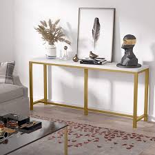 (though, the closer to the same height, the better.) Buy Tribesigns 70 9 Inch Extra Long Sofa Table Gold Console Table Behind Sofa Couch Narrow Long Entryway Table Industrial Skinny Hallway Table For Living Room Gold And White Online In Indonesia B08x3cjxpk