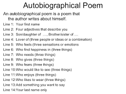 Example Of A Student Autobiographical Poem With Rules Bio Poem Template Autobiography Template Bio Poems