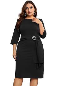 Hanna Nikole Women's Round Neck Short Sleeve Ruffle Ruched Cocktail Party  Pencil Dress 0X Black at Amazon Women's Clothing store