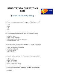 100% free and printable board games trivia. Kids Trivia Questions Xiii Trivia Champ