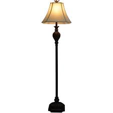 Carved Bronze Resin Floor Lamp With Taupe Silken Shade Brown Floor Lamp Lamp