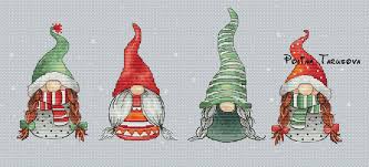 In the garret item code: Christmas Gnomes Girl Gift Pattern Crossstitch Hobby Etsy Christmas Cross Stitch Cross Stitch Cross Stitch Owl