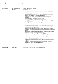 compliance officer resume sample