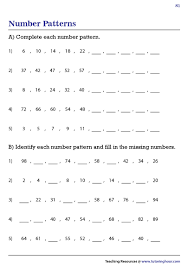 number pattern worksheets