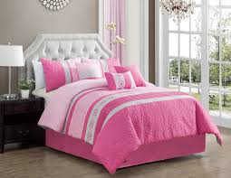 Featuring a stylish color palette of black white gray and fuchsia this sleek ensemble is the definition of fun and fresh. Home Garden Queen Cal King Bed Pink Gray Embossed Pintuck Striped 7 Pc Comforter Set Bedding Bedding