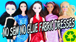Diy No Sew No Glue Fabric Doll Dresses Easy Doll Crafts Simplek Sewing Barbie Clothes Dolls Clothes Diy Diy Barbie Clothes