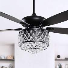 Being able to set the speed level, turn on or off the light and dim the. 52 In Black 4 Light Crystal 5 Blade Ceiling Fan With Remote 52 Inch Overstock 31938518