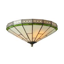 Green Mission Pattern 16 Inch Flush Mount Ceiling Light In Tiffany Stained Glass Style Ceiling Lights Flush Mount Ceiling Lights Flush Mount Ceiling