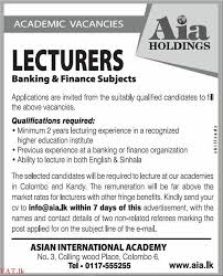 Senior lecturer, faculty education (early childhood education, psychology, education, education technology, education. Wanted Lecturers Banking And Finance Subjects Teaching Jobs Finance Finance Organization
