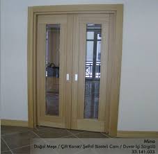 Indoor Life Silvia Mina Dogal Mese Cift Kanatli Duvar Icine Surgulu Seffaf Bizoteli Cam Kapilar Dogal
