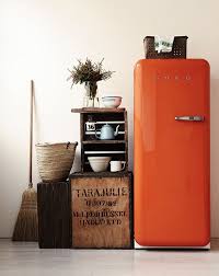 Frigo Smeg Orange Une Porte Cuisine Vintage Cuisines Deco Cuisines Design