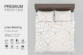 Linen Bedding Mockup Set Linen Bedding Bed Your Design