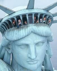 Yes, it is true. The crown of the Statue of Liberty has 25 window openings  representing the earth's natural gemstones and to usher in the world's vast  wealth. Topped by her crown
