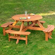 Whether its a family gathering or circle of friends, our round picnic table makes it easy to share food and conversation. Indoor Picnic Table Wayfair