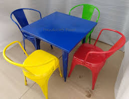 Cafe chairs restaurant chairs chair manufacturing restaurant hotel chair iron chair metal chairs. Industrial Tolix Restaurant Chairs And Table By Handicraft Point Industrial Tolix Restaurant Chairs Table Id 4485745
