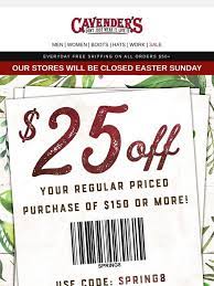 Get 20% off cavender's promo codes and coupon codes for june 2021. Cavender S Hop To It 25 Coupon Inside Shop Boots For Easter Milled