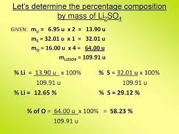 Calculate the mass percent composition of individual atoms in a compound. Percent Composition There Are Two Situations Where We Calculate Percent Composition 1 When A Substance Is Produced And We Do Not Ppt Download